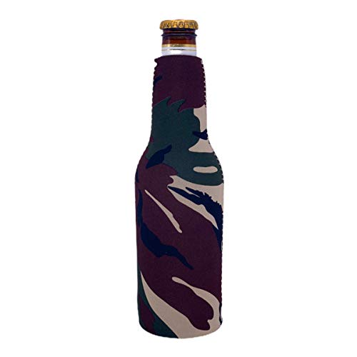Blank Neoprene Beer Bottle Coolie - Green Camo, 1 Pack, Fits 12 oz Bottles