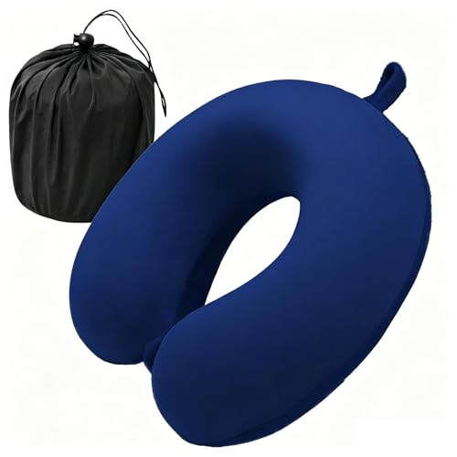 Elvodosia Dark Blue Travel Pillow - Premium Memory Foam Neck Support for Airplane & Car