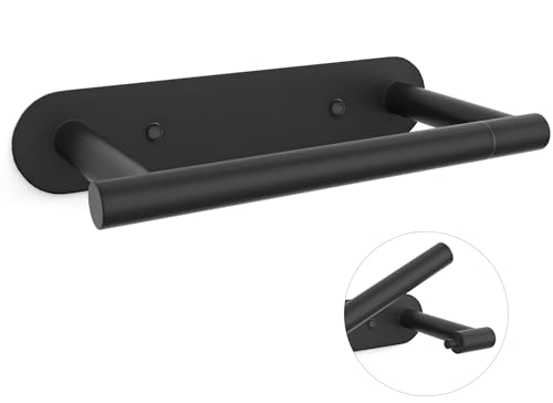 304 Stainless Steel Toilet Paper Holder - Wall Mounted Double Post, Black