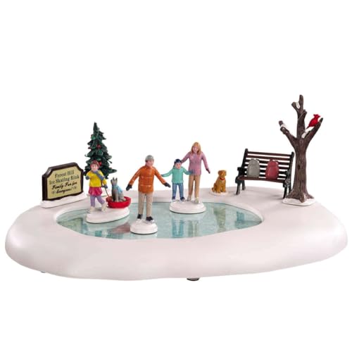 Christmas Village Family Skating Rink Accessory Resin