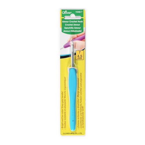 Clover Amour Crochet Hook - 4.5mm (Size 7) - Ergonomic Blue Handle