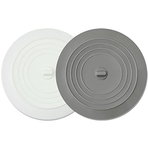 MATATAMAX 6-Inch Silicone Tub Stopper - 2 Pack, White & Grey Drain Plug