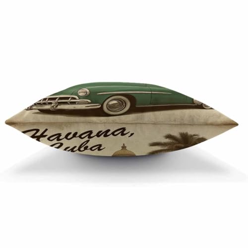 Havana Cuba Throw Pillow Cover - Vintage Car 18x18 Inch Cushion