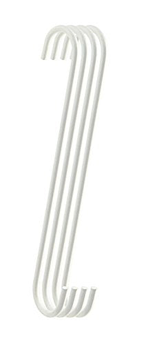 12-Inch White Metal S Hooks - Heavy-Duty 4-Pack for Kitchen & Garden