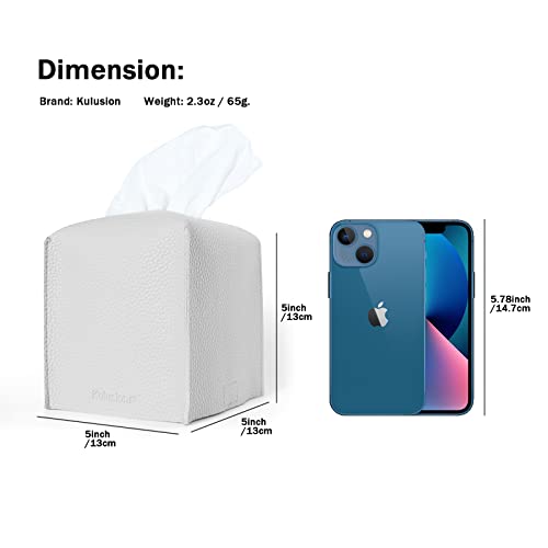 Pastel Grey Tissue Box Cover Set of 2 - PU Leather Cube Holder