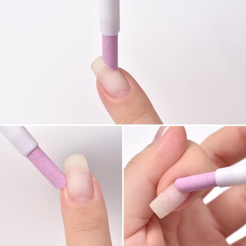 Siyuwuro 10Pcs Pumice Stone Nail File and Cuticle Pusher Pen, White