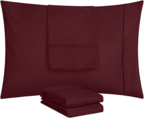 Utopia Bedding Queen Pillow Cases, Burgundy Microfiber, Set of 12