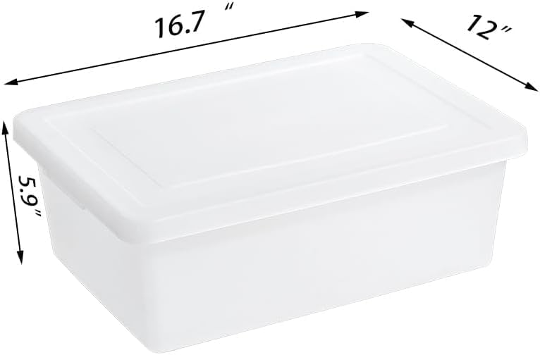 Skiennix 15 Quart Stackable Storage Bins - Organize Shoes & Crafts | 2 Pack with Lids