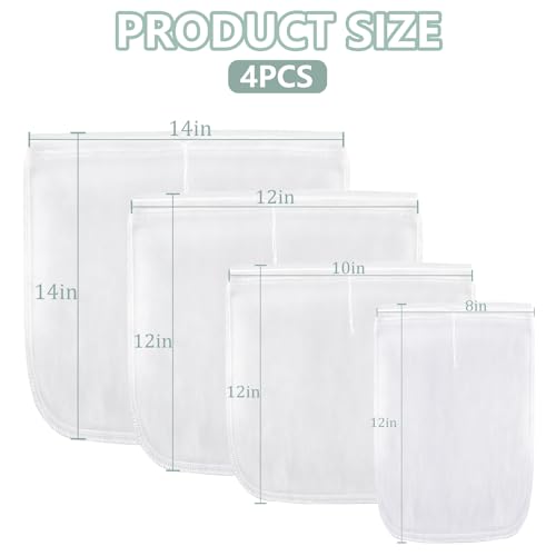 Ninsula 4-Pack Nut Milk Bags - Reusable Food-Grade Nylon Strainers