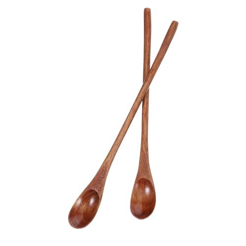 Zelphvt 2-Piece Long Wooden Coffee and Tea Spoons, 9.1 Inch