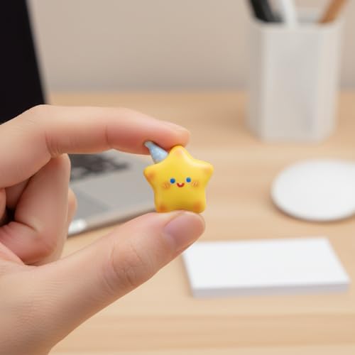 SGKXU 12 Pcs Cute Star Fridge Magnets - 3D Smiley Face Design