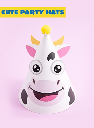 JOYIN 12 Sets Animal Theme Party Hats for Kids - Craft Activity Kits (5" x 5" x 7")