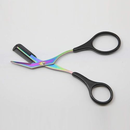 2-Piece Stainless Steel Eyebrow Grooming Scissors with Built-In Comb