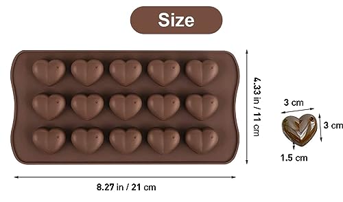 ROTDAM 15-Cavity Heart Silicone Chocolate Mold 2-Pack for Candy & Wax Melts