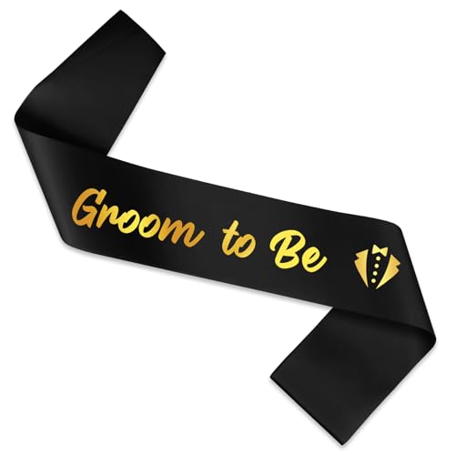 Groom To Be Sash Black Groom Sash with Gold Foil - Bachelor Party Decorations & Gifts - Groom to Be Accessories