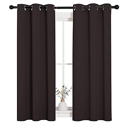 NICETOWN 34x54 Inch Room Darkening Curtains - Toffee Brown, 2 Panels