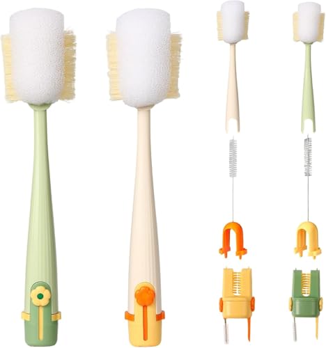 5-in-1 Bottle Cleaning Brush Set with Long Handle - Portable Kitchen Scrubber
