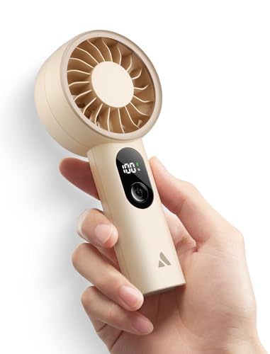 Aecooly Mighty Portable Handheld Fan, USB Rechargeable with Display - Beige