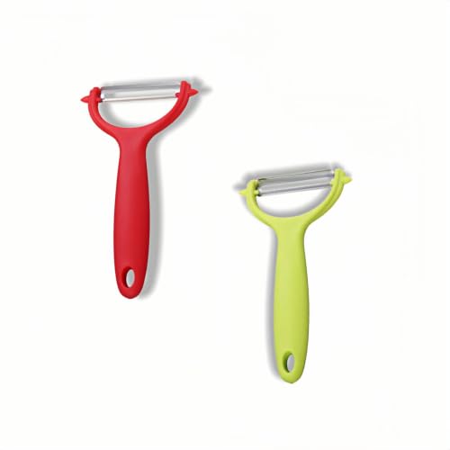 Ergonomic Vegetable Peeler Set with Serrated Stainless Steel Blades - 2 Pack