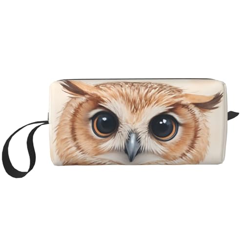 Small Owl Makeup Bag - Cute Travel Cosmetic Pouch in Durable Oxford Fabric