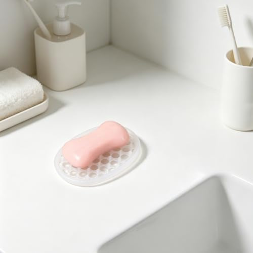 Macuezu Silicone Soap Dish Holder - 2 Pack, Self-Draining Bathroom Tray
