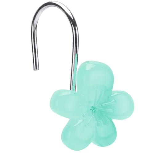Glow in The Dark Flower Shower Curtain Hooks - 12 Durable S-Hooks