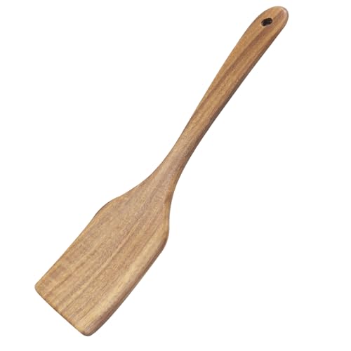 Jiozermi Teak Wooden Spatula - 12-Inch Long Handle for Nonstick Pans