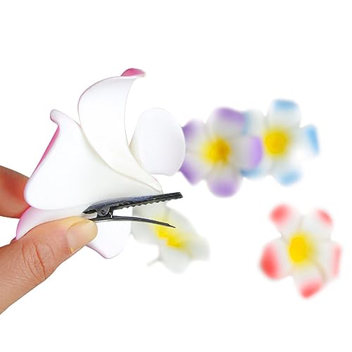 10 Pcs Plumeria Flower Hair Clips Foam Hawaiian Beach Hair Barrette