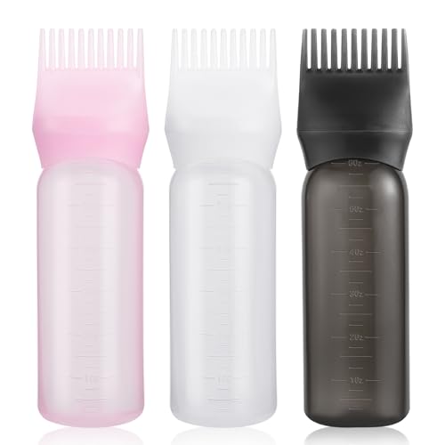 Pimoys Root Comb Hair Dye Oil Applicator Bottle 3 Pack 6Oz