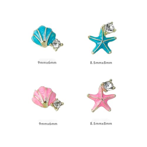 LYLYNB 3D Alloy Nail Charms Summer Starfish & Shells 20Pcs
