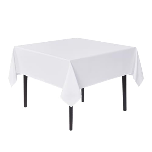 Sancua 54x54 Inch Square Polyester Tablecloth - Durable White Fabric
