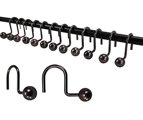 Rust-Resistant Bronze Shower Curtain Hooks - 12 Pack