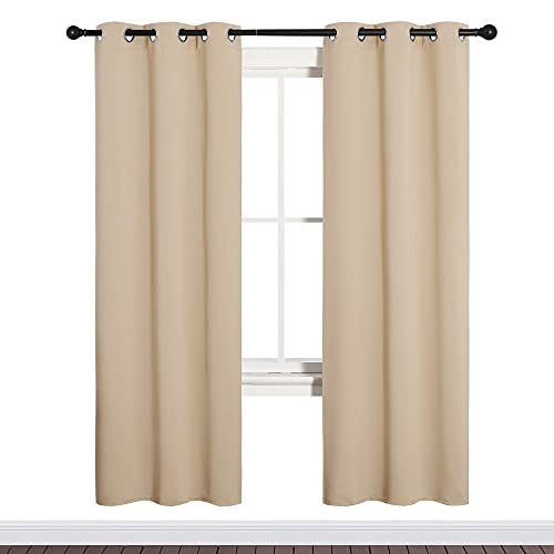 NICETOWN Blackout Curtains - 34"W x 72"L Biscotti Beige Thermal Drapes, 2 Pack