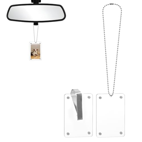 2PCS Magnetic Car Picture Holder - Acrylic Photo Frame for Rear View Mirror