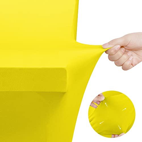 Utopia Kitchen 6ft Spandex Table Cloth - 2 Pack, Fitted Yellow Stretch Cover