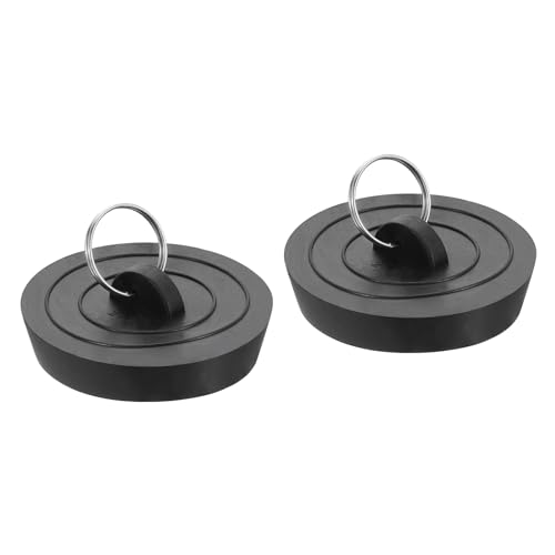uxcell Rubber Drain Stopper Set - 2 Inch to 2-1/8 Inch, Black