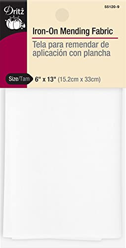 Dritz Iron-On Mending Tape, 6x13 Inch, White Fabric Repair