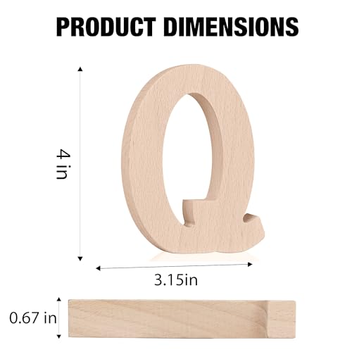 4-Inch Unfinished Wooden Letters for DIY Home Decor - Letter Q