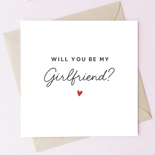 Will You Be My Girlfriend Card - Romantic Minimalist Proposal Note