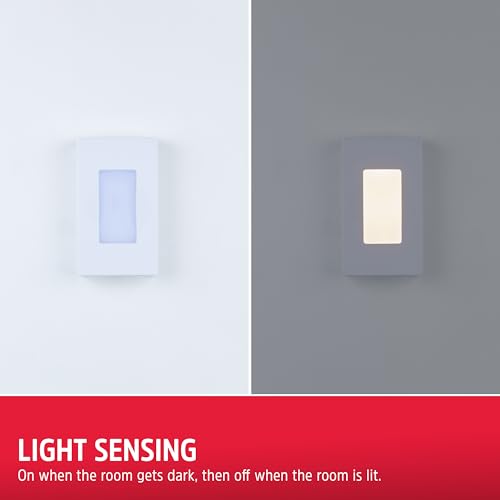 Energizer LED Plug-in Night Light, White Rectangle, 2-Pack, Dusk-to-Dawn