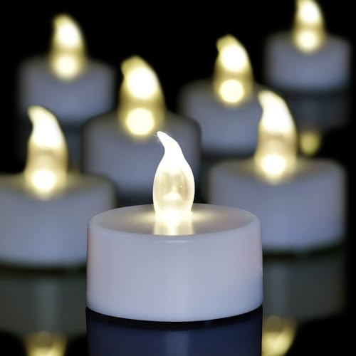 12 Pack LED Tea Lights - Flameless Battery Operated Candles