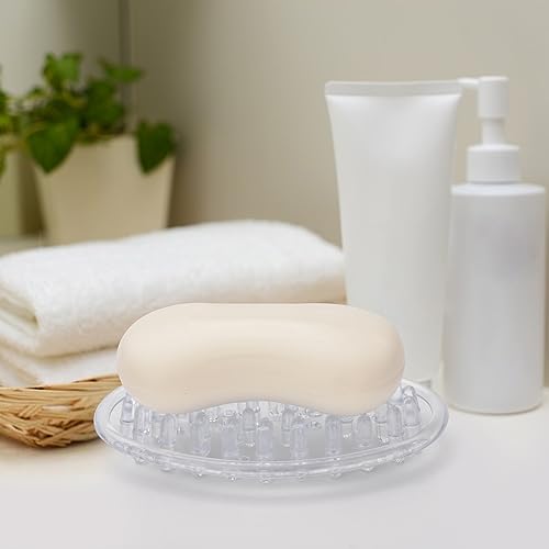 2 Pack Plastic Soap Dish with Drainage Holes - Clear Bathroom & Kitchen Soap Holders