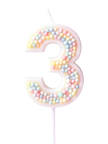 Jadsmpi Pink Macaron Number 3 Birthday Candle Glitter Cake Topper