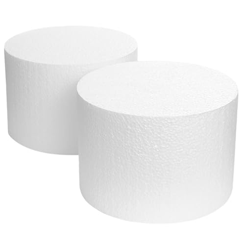 2 Pack Foam Cake Dummies, 6x4 Inch Round Styrofoam Decorating Bases