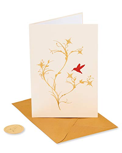 Papyrus Blank Greeting Card - Red Hummingbird Foil Design
