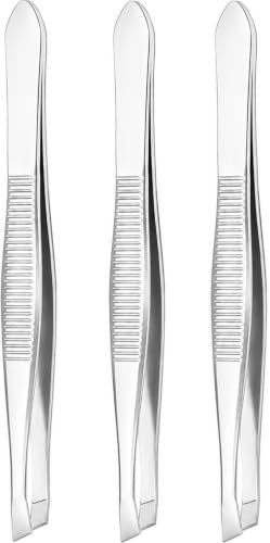 LUXXII Precision Slant Tip Tweezers 3-Pack – Stainless Steel Eyebrow & Facial Hair Grooming Tool