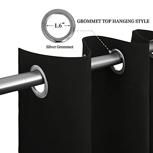 Easy-Going Thermal Blackout Curtains - 2 Panels 52x46 in, Black