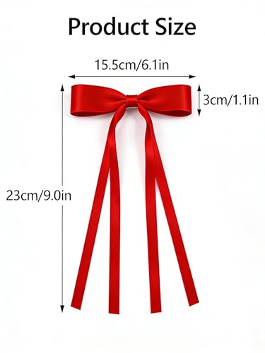 Cupeou Small Hair Bows with Long Tails - 12 PCS Ribbon Bow Clips