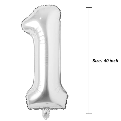 40 Inch Silver Number 1 Foil Balloon for Birthday & Party Decor