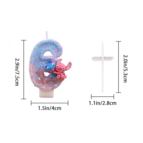 Cute Number 6 Birthday Candle - Cartoon Character Cake Topper